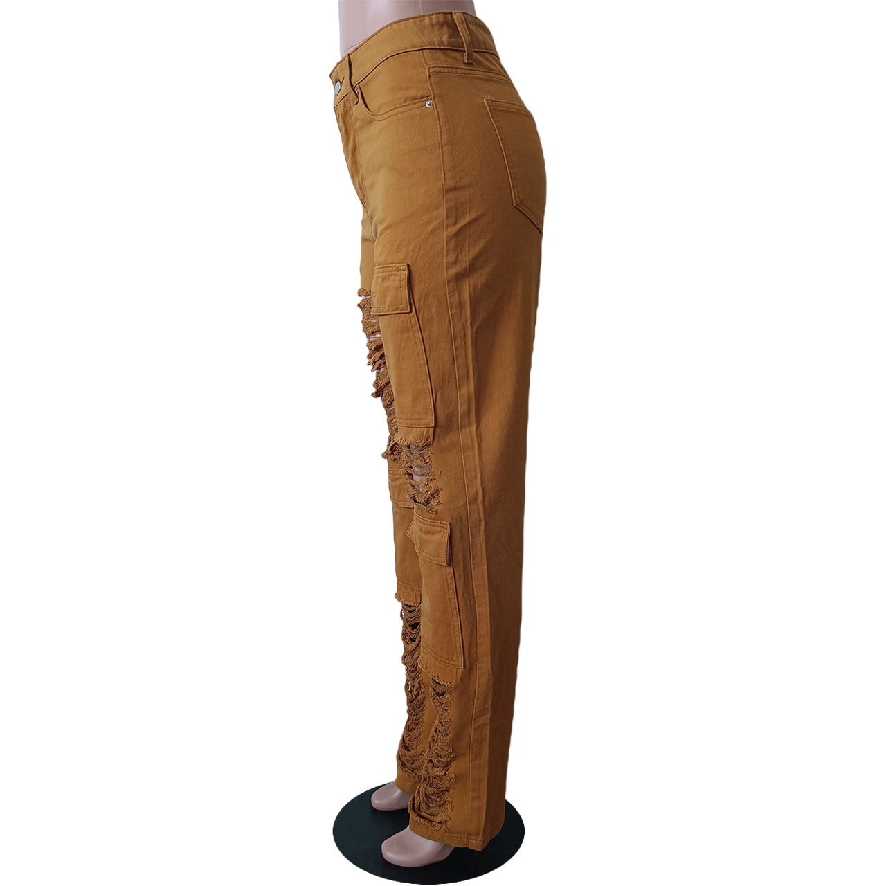 Fashion denim hole suit