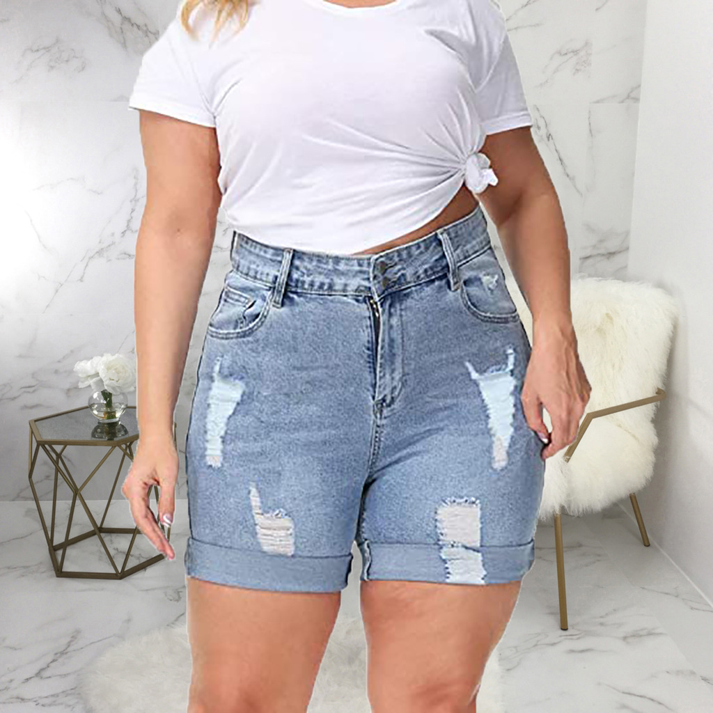 Fashion hand worn denim straight pants