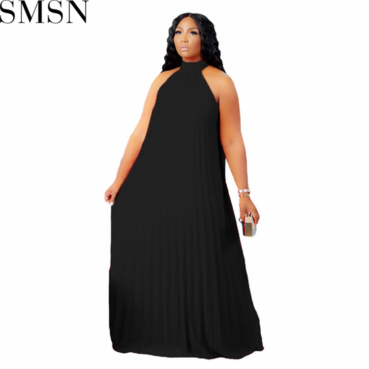 Casual Dress large size fashion pleated loose temperament sleeveless dress for women