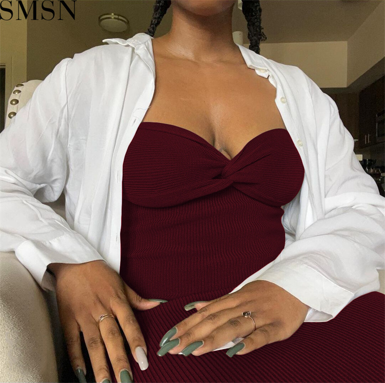 Casual Dress 2022 spring popular style knitted cross off shoulder fashion sexy woolen dress