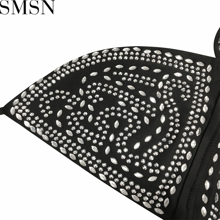 Fashion women dress Amazon new night club style rhinestone sexy strap irregular long dress