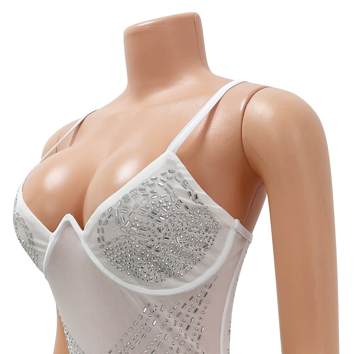 Sexy Mesh Hot Diamond Nightclub Strap Dress