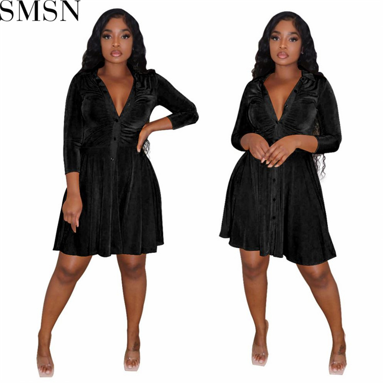 Elegant Dresses 2022 new Korean velvet long sleeve A line casual dress