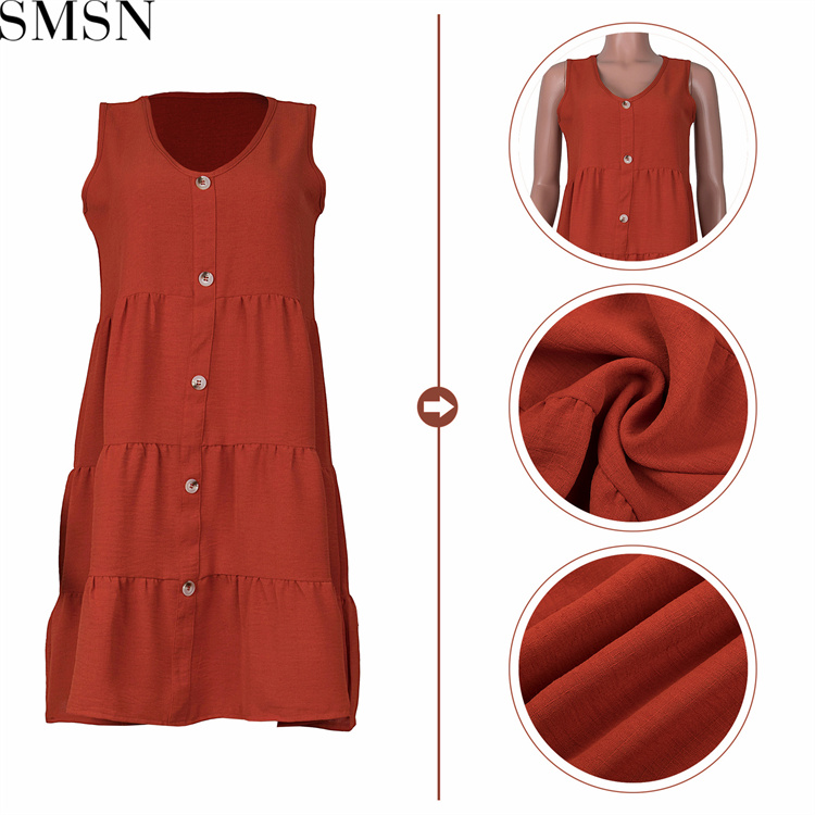 Casual Dress 2022 New Amazon ebay Fashion casual V neck solid color dress