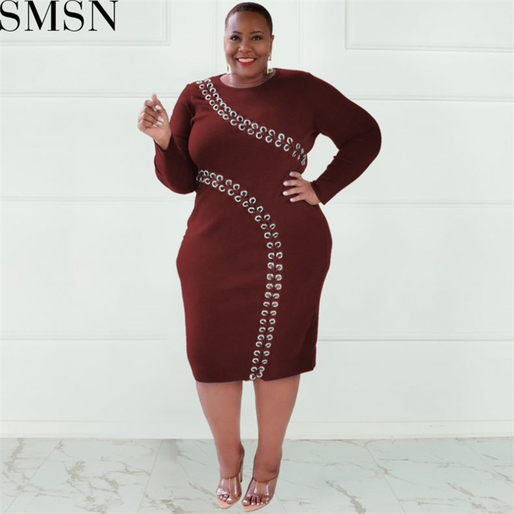 Plus Size Dress autumn and winter New hollow out strap fashion sexy tight plus size women dress