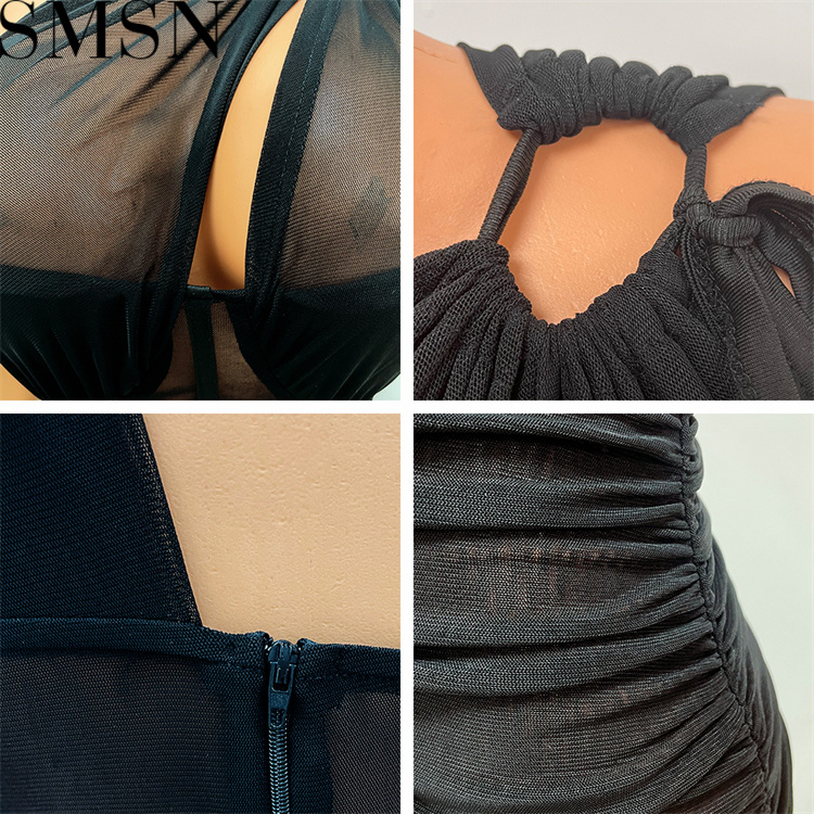 Casual Dress Mesh See Through Skinny Club Wear Summer Women Plus Size Dress