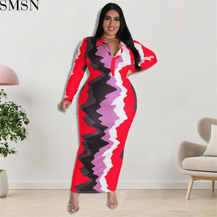 Plus Size Dress large size fall women clothing wholesale supply collar placket open chest dress