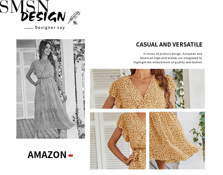 Fashion women dress Sexy and flowing Dress 2022 Spring/summer printed holiday dress