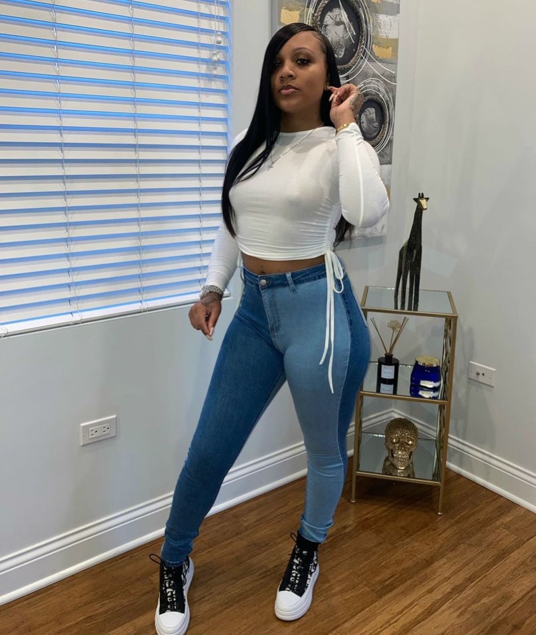 Fashion color matching jeans