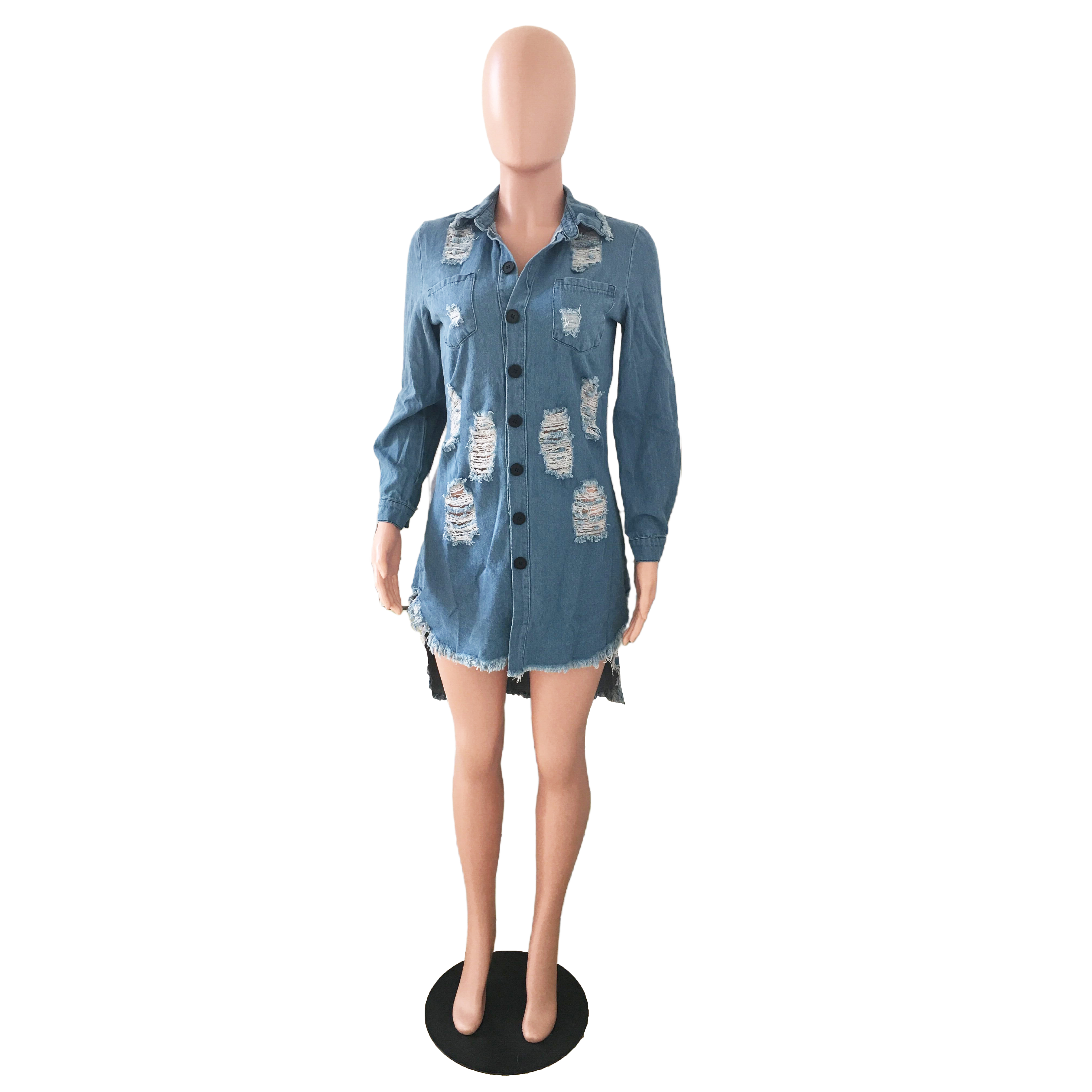 Sexy hole tassel denim dress