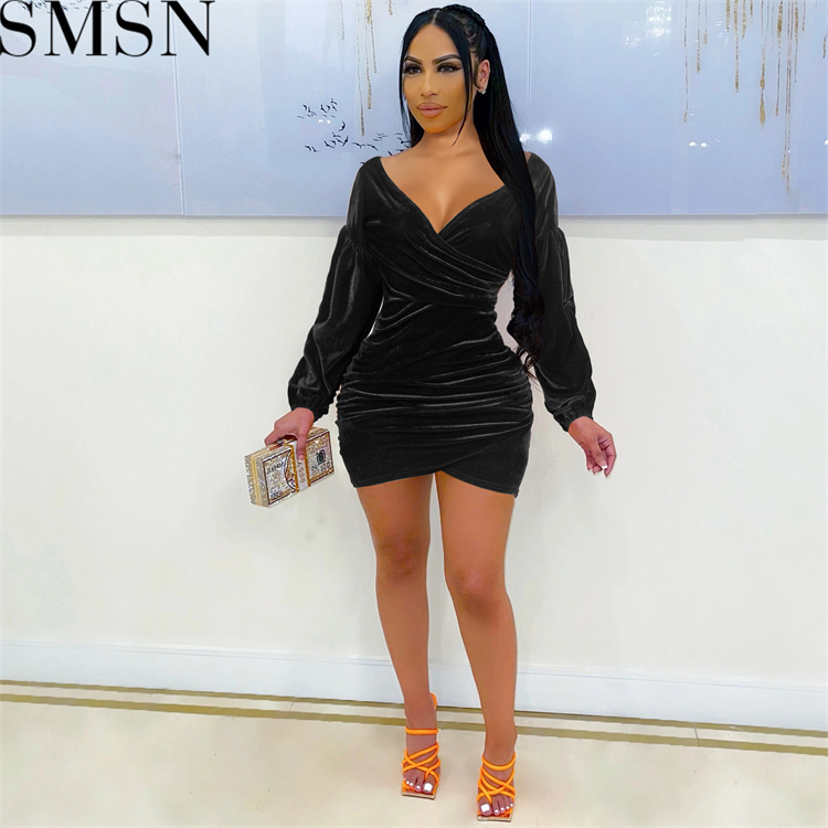 Plus Size Dress women fall clothes 2022 velvet dress sexy women cocktail dresses