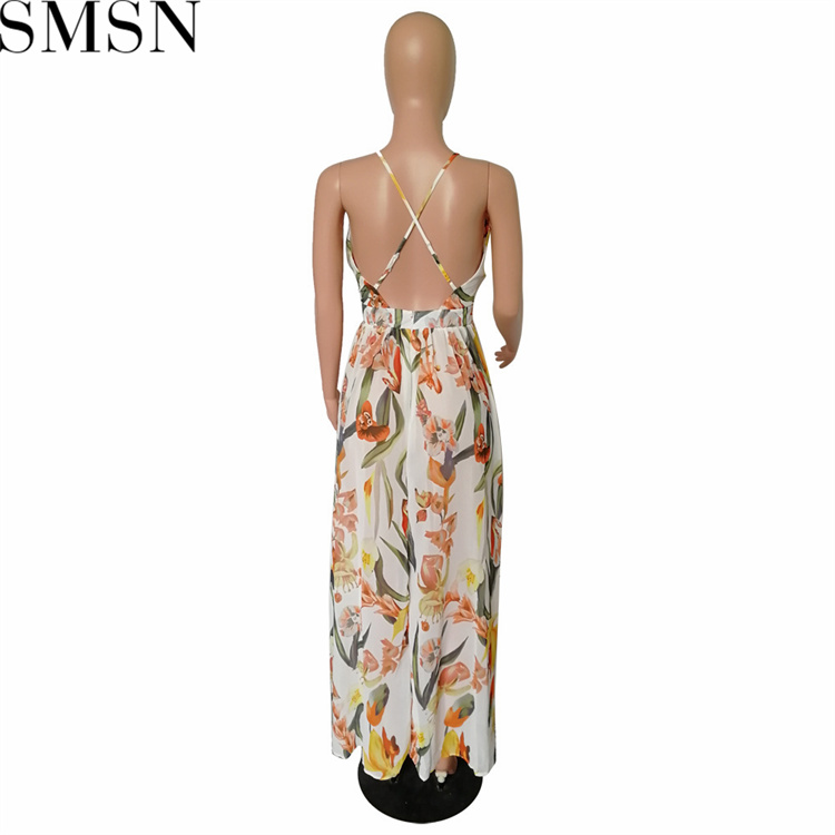 Plus Size Dress Amazon Ebay popular European and American deep V neck backless chiffon dress