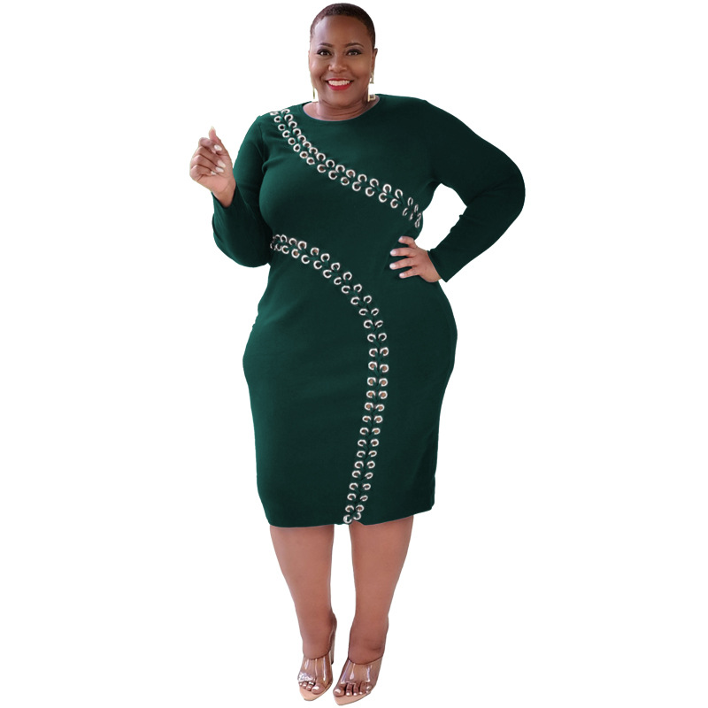Plus Size Dress autumn and winter New hollow out strap fashion sexy tight plus size women dress