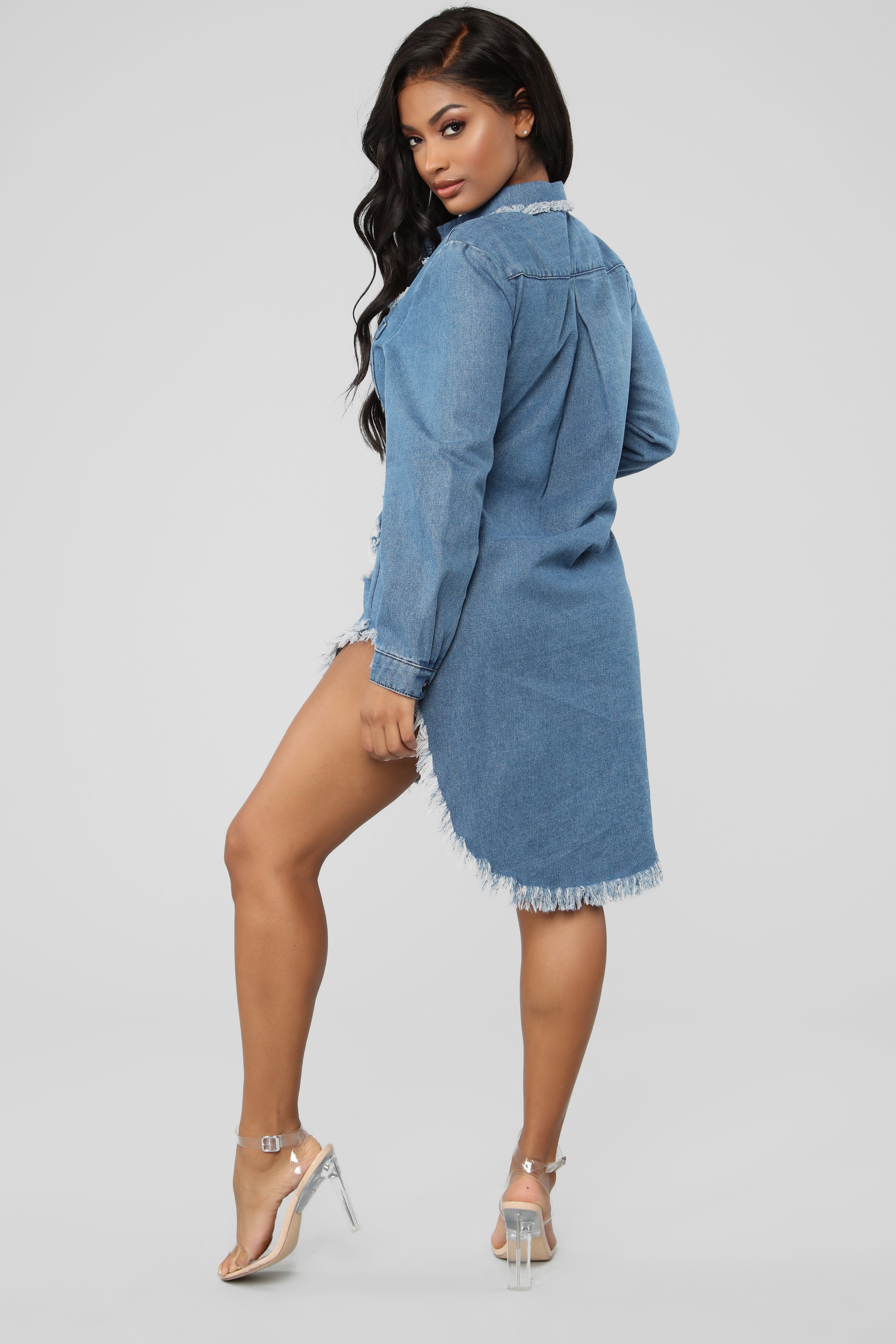 Sexy hole tassel denim dress