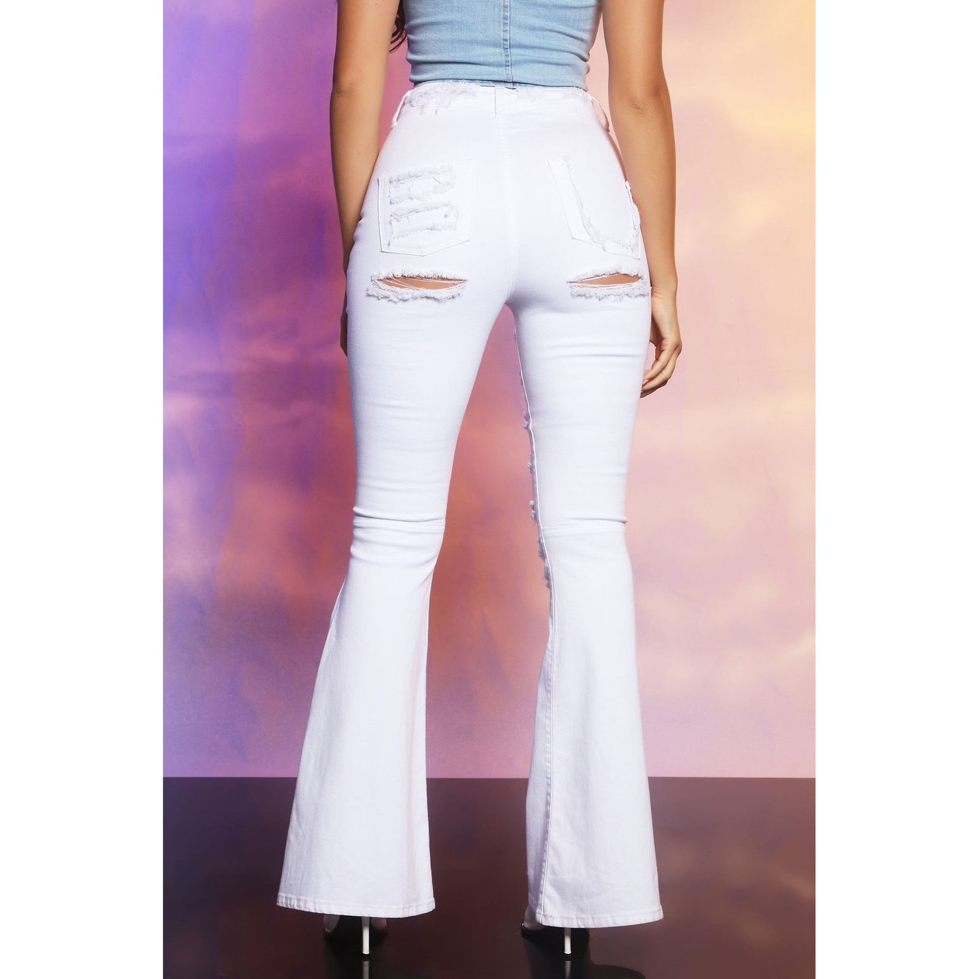 Fashion high waisted flared pants