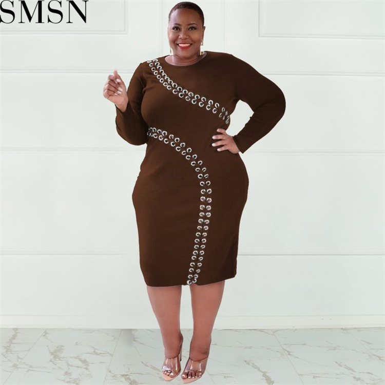 Plus Size Dress autumn and winter New hollow out strap fashion sexy tight plus size women dress