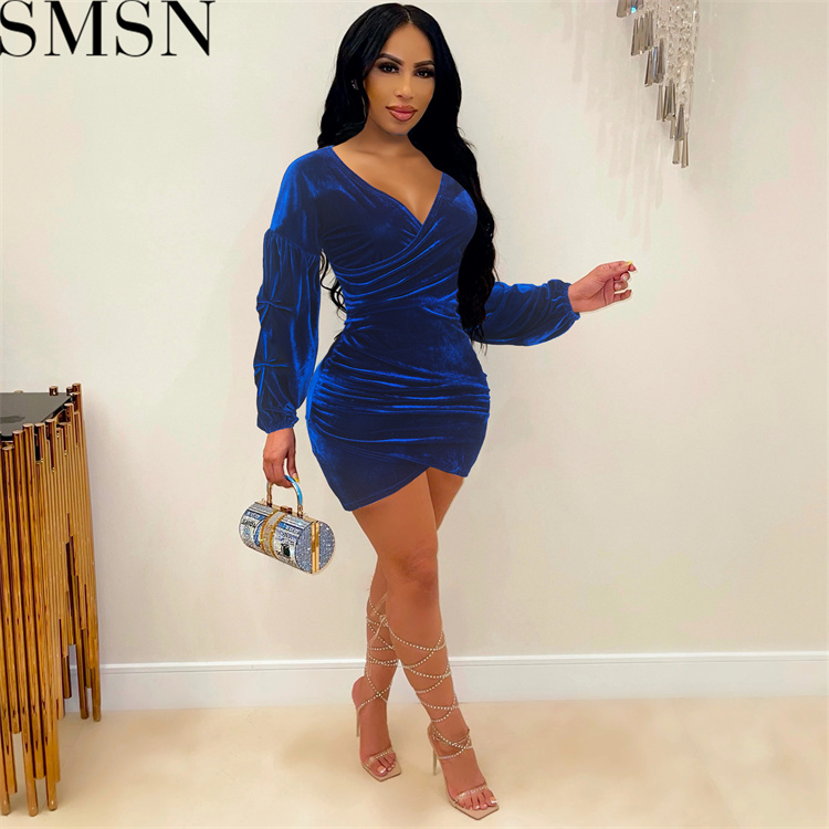 Plus Size Dress women fall clothes 2022 velvet dress sexy women cocktail dresses