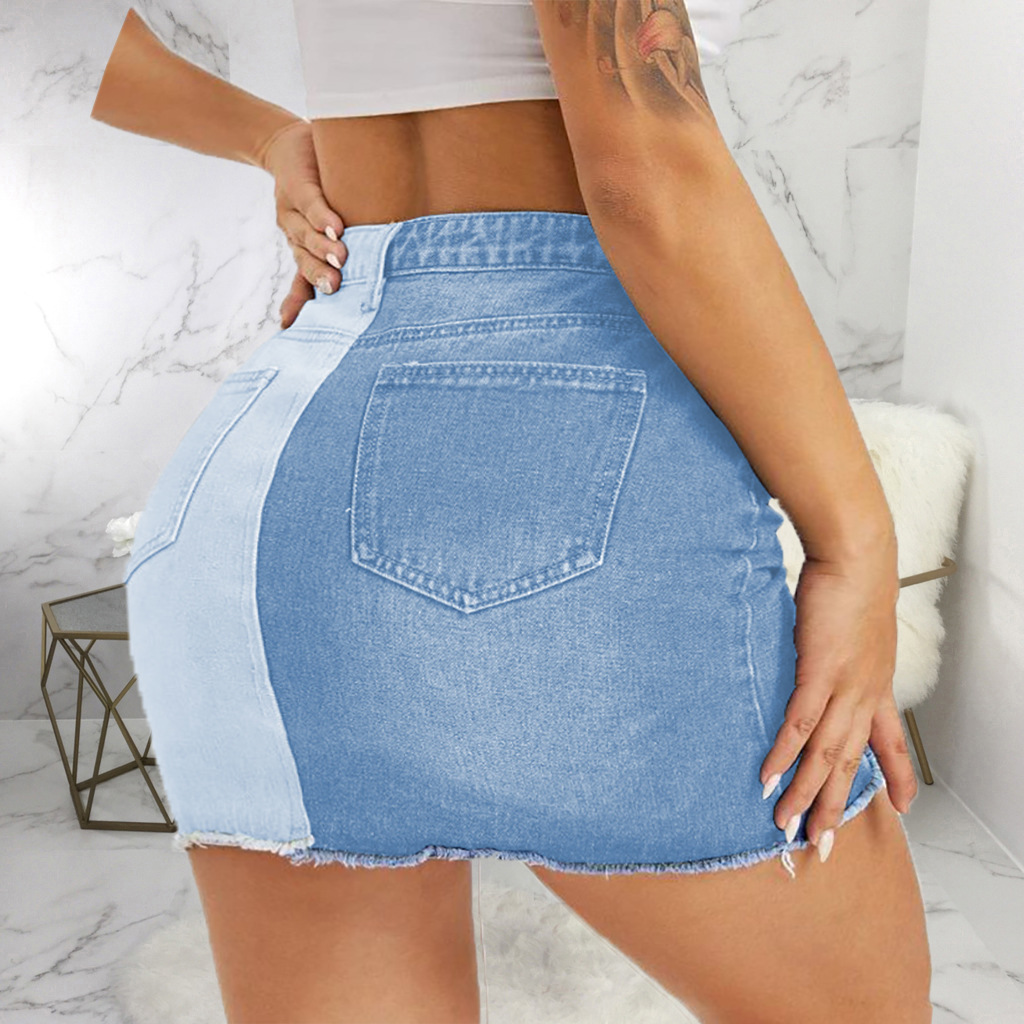 Fashion Color Matching Bag hip half denim skirt