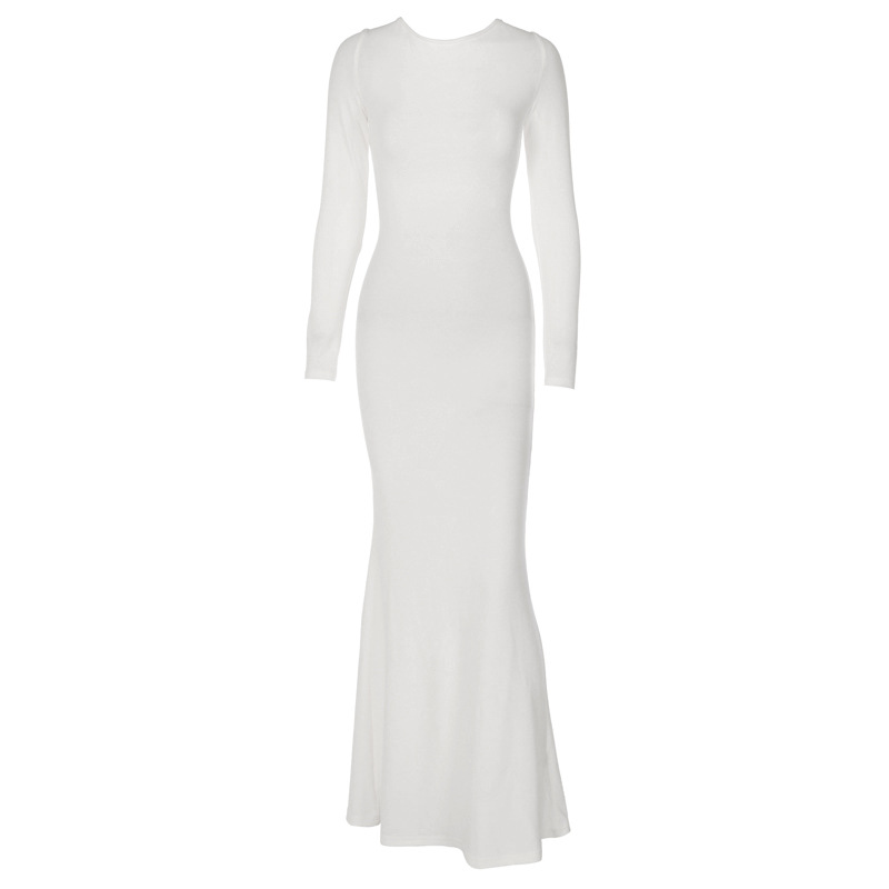 Lace Up Sexy Open Back Long Sleeve Slim Fit Dress