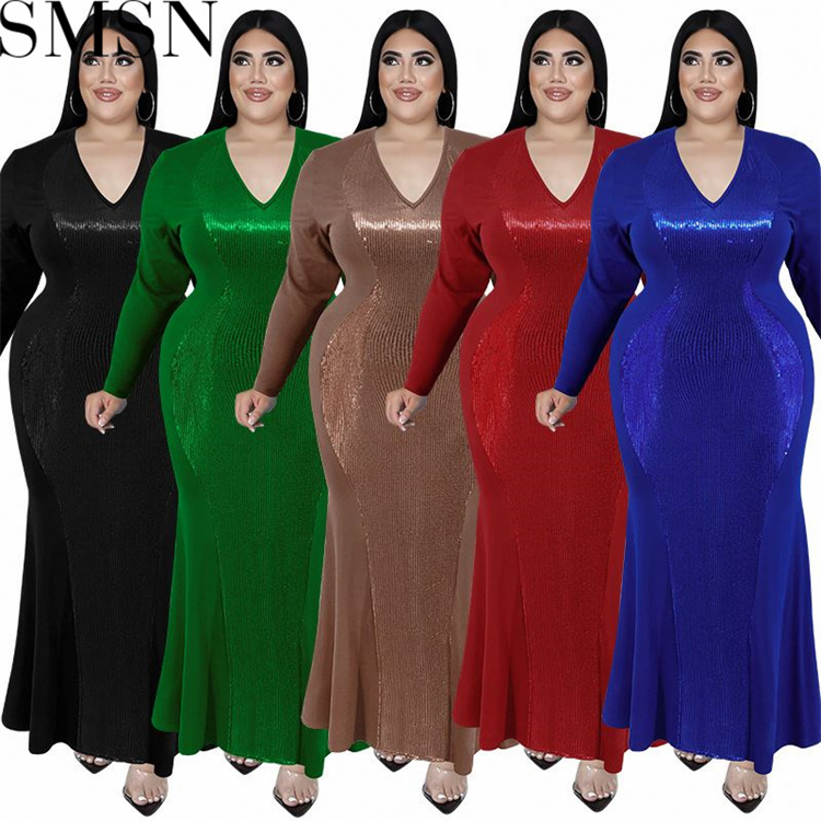 Plus Size Dress Wholesale Supply Long Sleeve Beaded Dress
