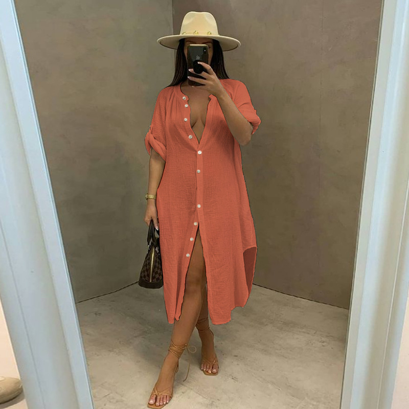 Summer Hoodie Sexy Bamboo Knot Lining Casual Beach Dress