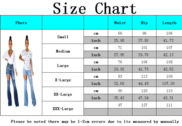 Sexy fashion trend hole elastic flared pants