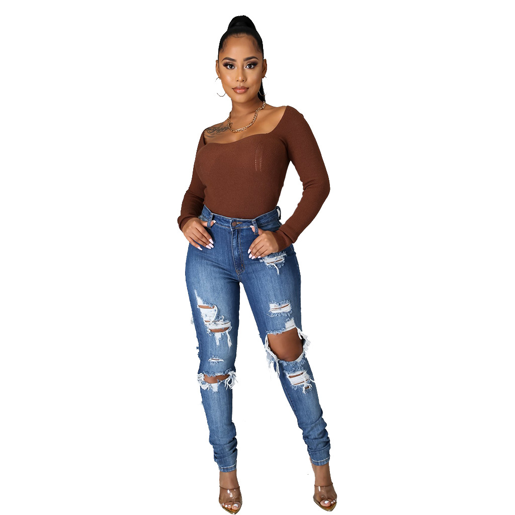Fashionable high waist jeans Leggings