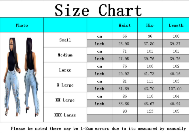 Sexy pierced elastic jeans Leggings