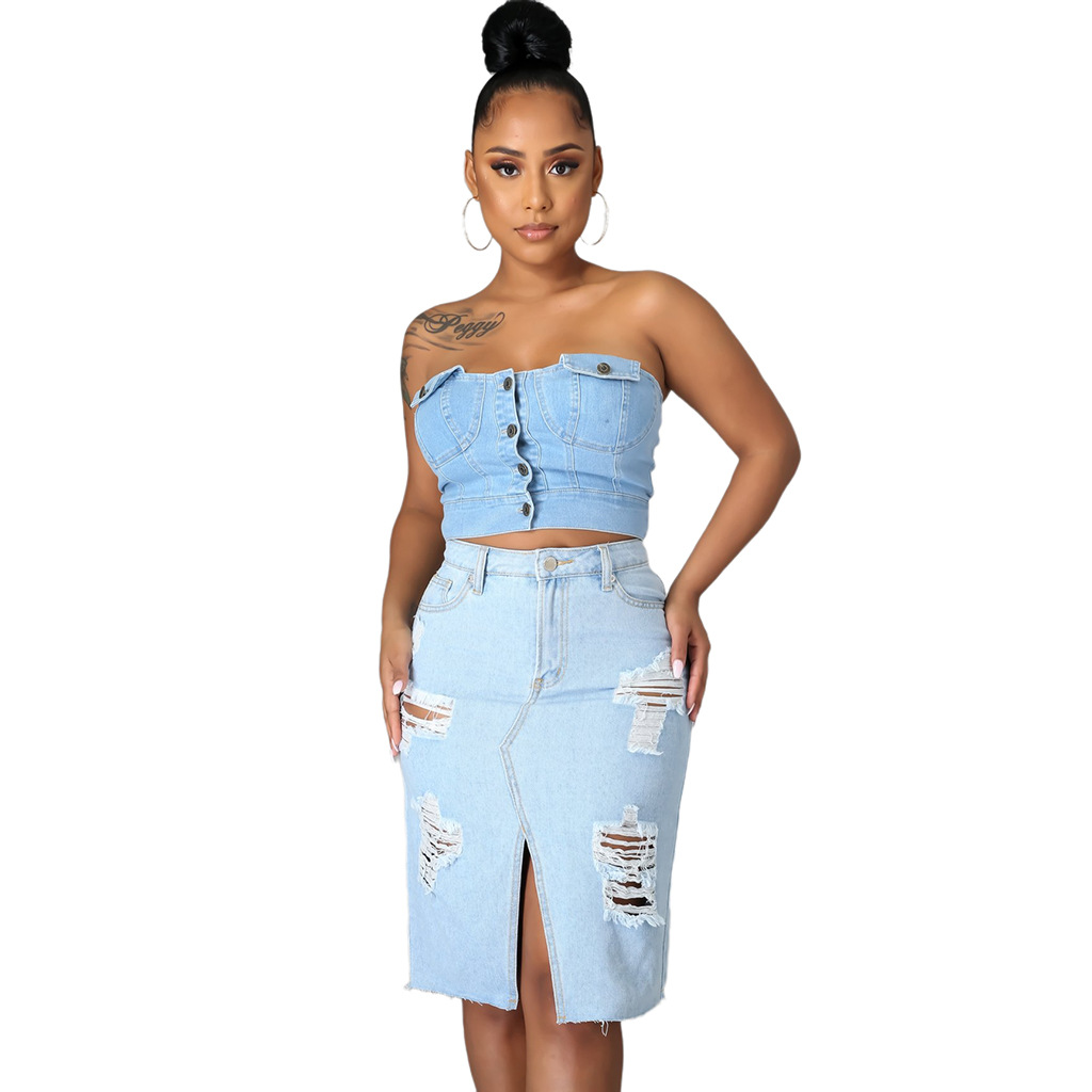 Fashion bag hip denim elastic skirt (single skirt)