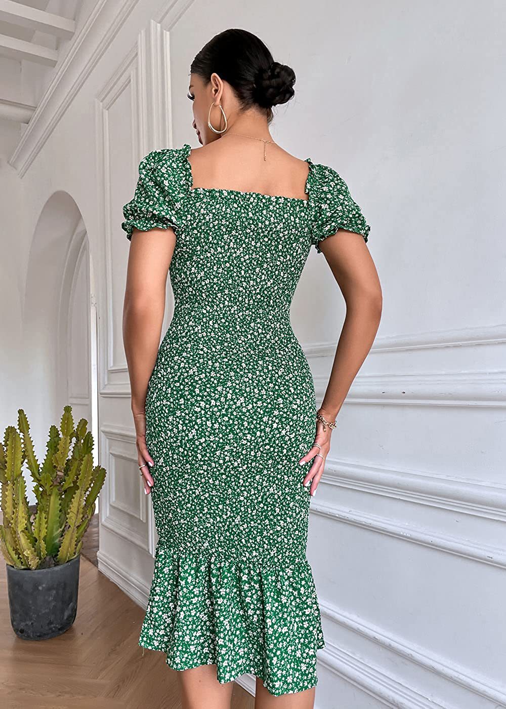 floral print wrap buttocks beach dress