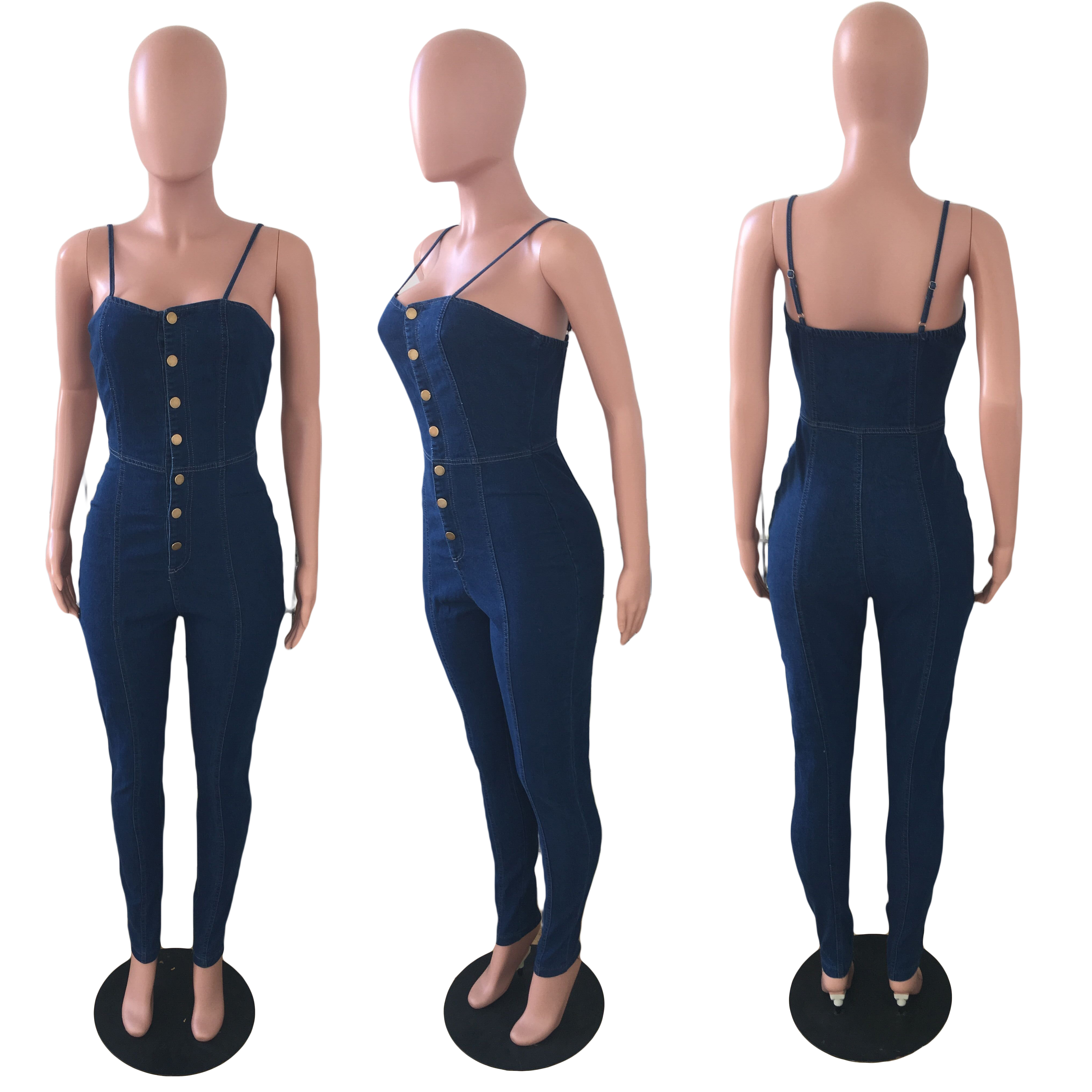 Fashion slim denim Jumpsuit