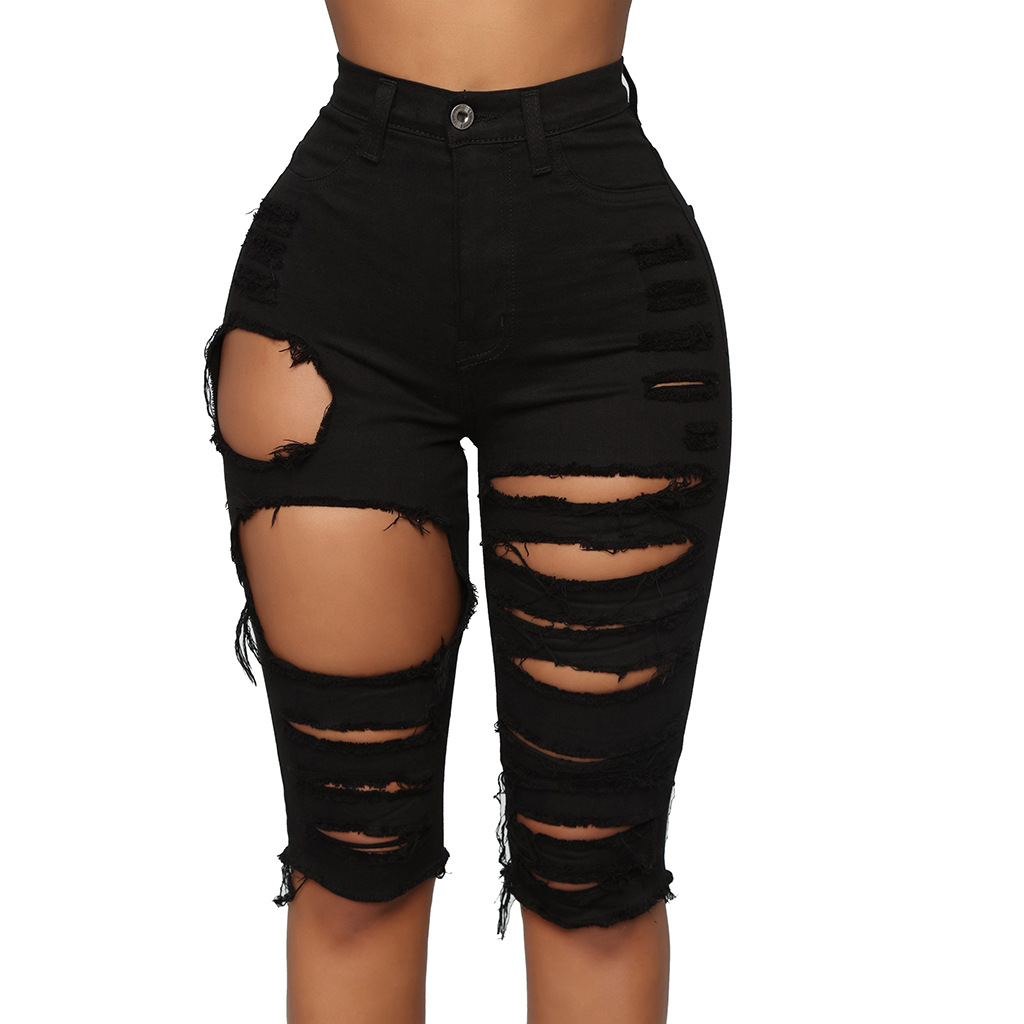 Fashionable high waist washed jeans