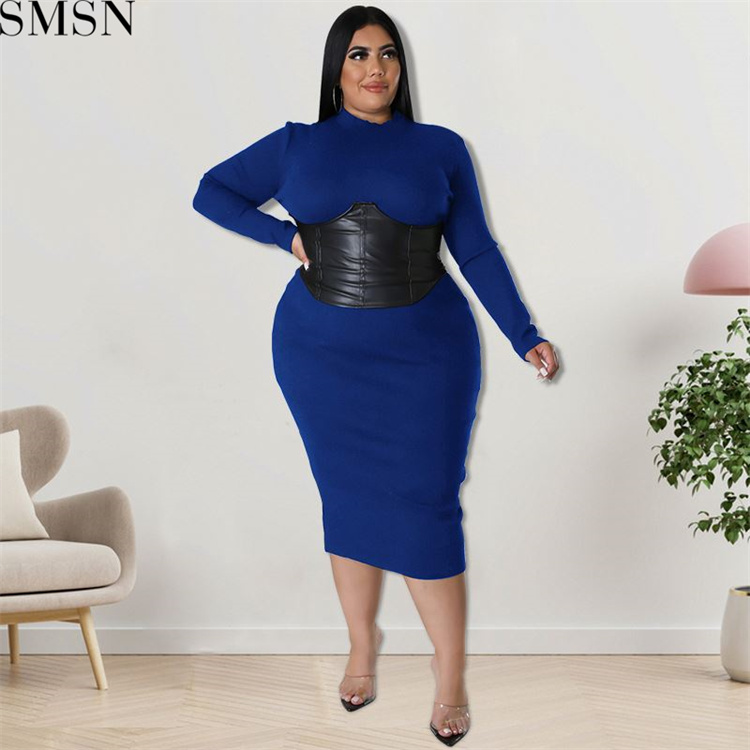 Plus Size Dress large size fall women clothing wholesale supply zipper hit leather one step dress
