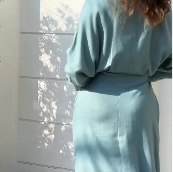 Solid Color Shirt Collar Dress Long Sleeved Long Skirt