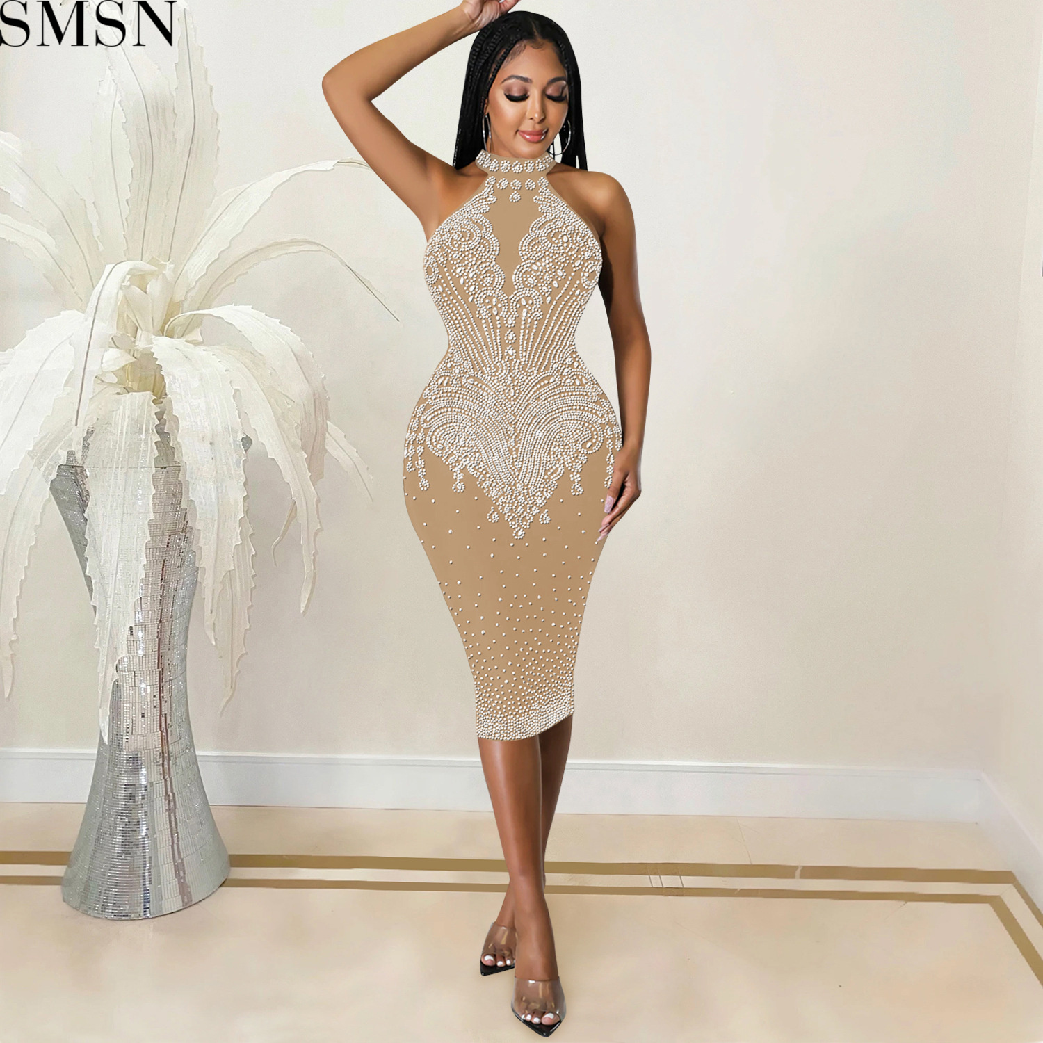 Plus Size Dress new nightclub sexy tight rhinestone dress women's clothing plus size casual dress