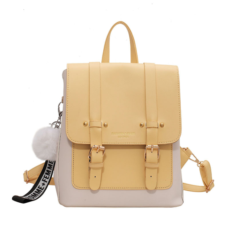 2021 European And American Fashion New Leather Solid Color Backpack