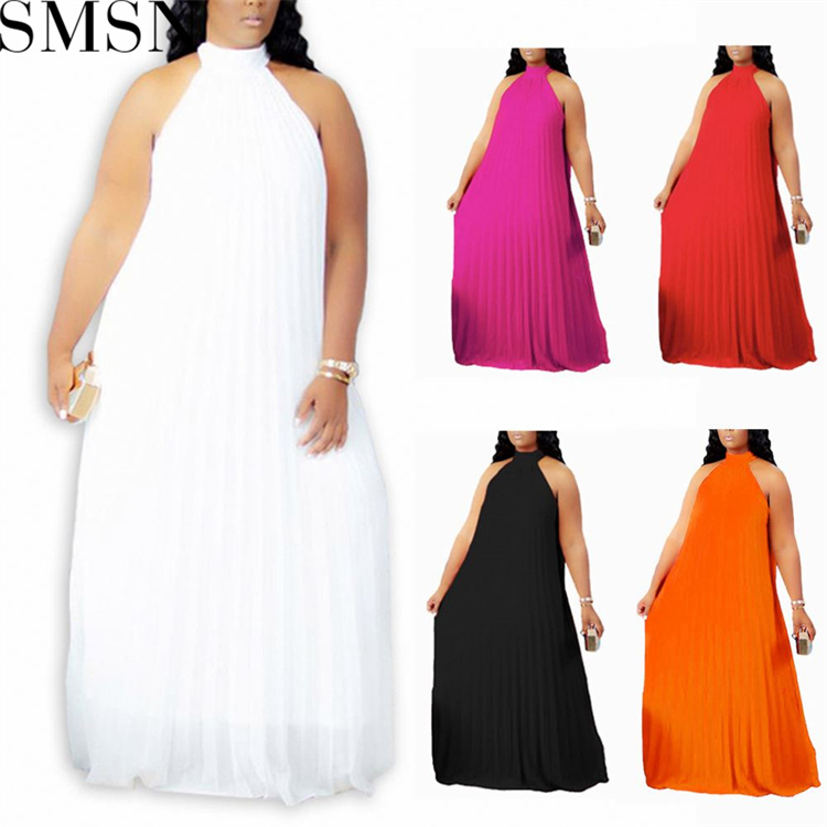 Casual Dress large size fashion pleated loose temperament sleeveless dress for women
