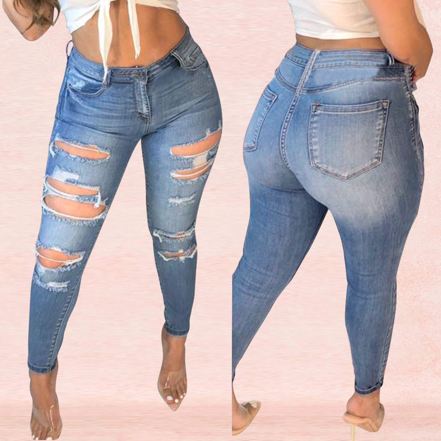 Fashion sexy jeans with holes