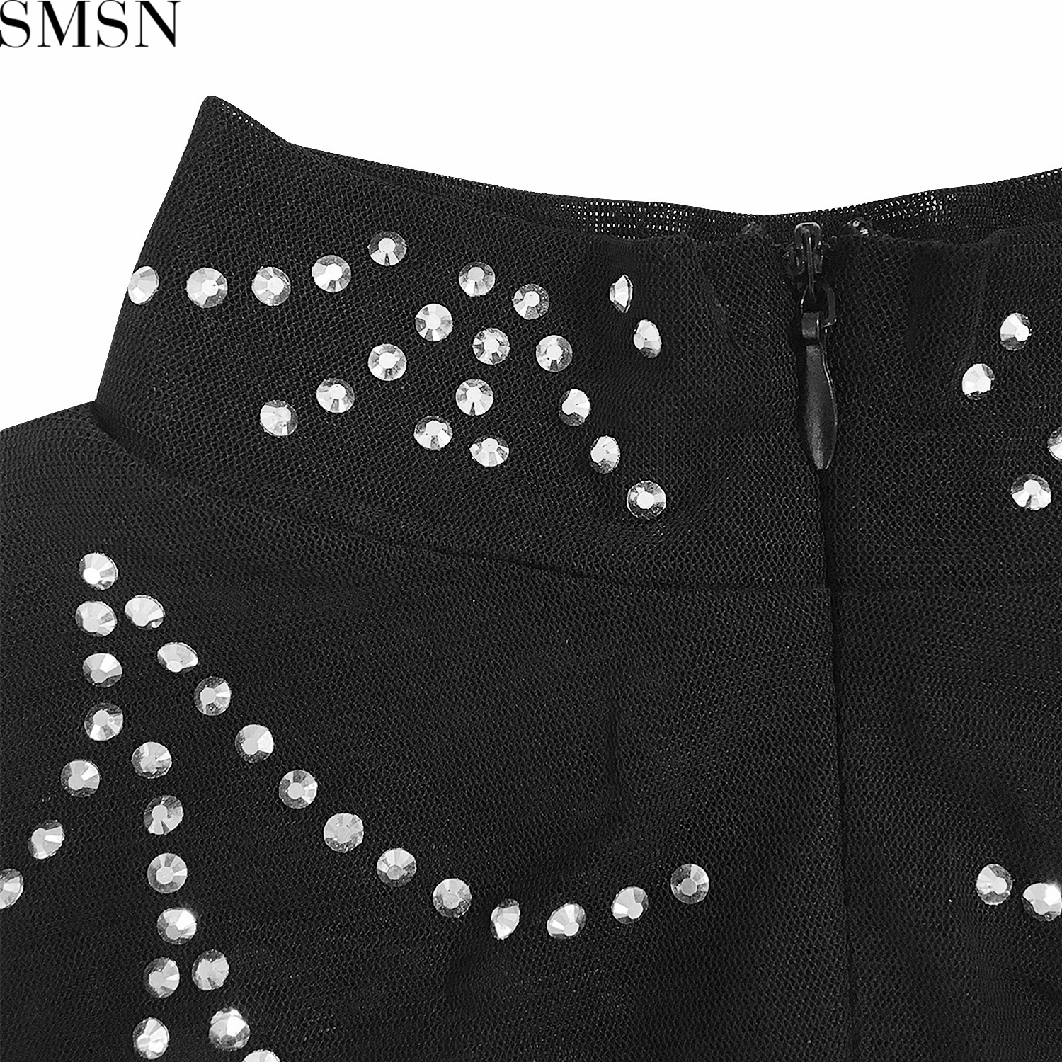 Plus Size Dress fashion new sexy nightclub hot rhinestone mesh see-through long sleeve dress