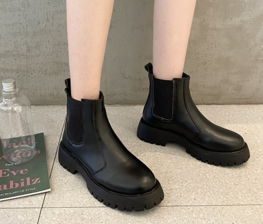 Women Boots Platform Chelsea Chunky Tread Sole Combat Martin Mid-calf Boots 35-40
