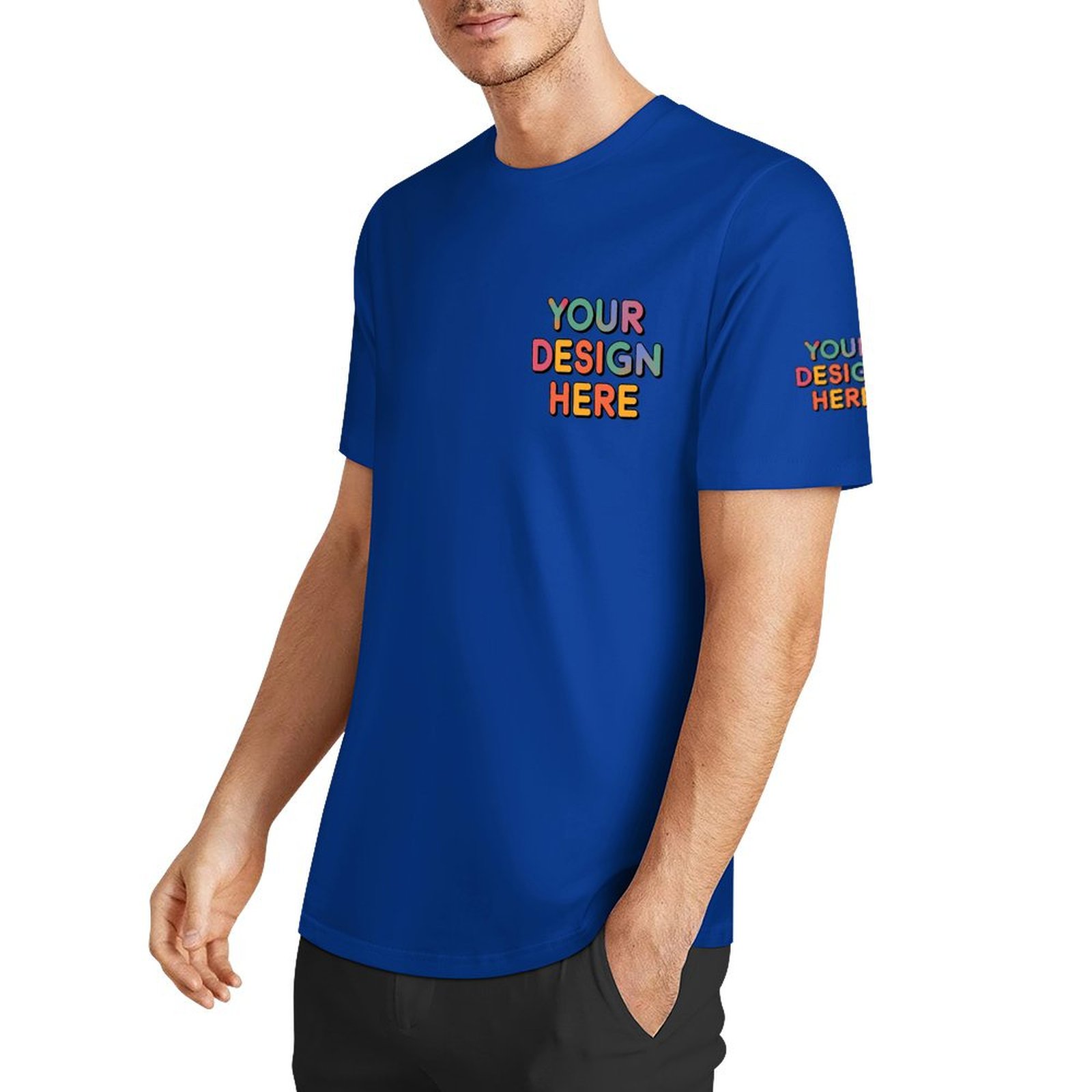 Personalized Custom Men’s Essential Summer T-Shirt with Chest and Sleeve Print