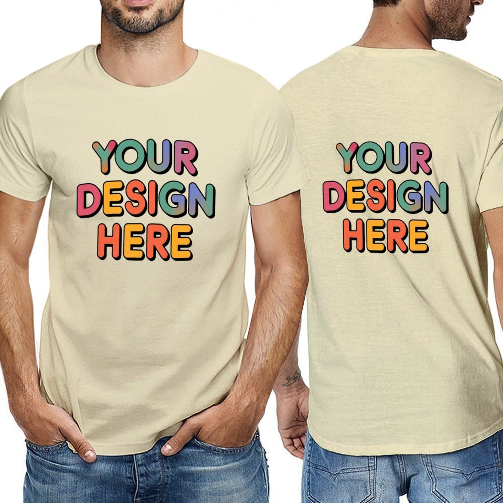 Customized Men’s Short Sleeve T-Shirt (Double-Sided Print) in Pure Cotton