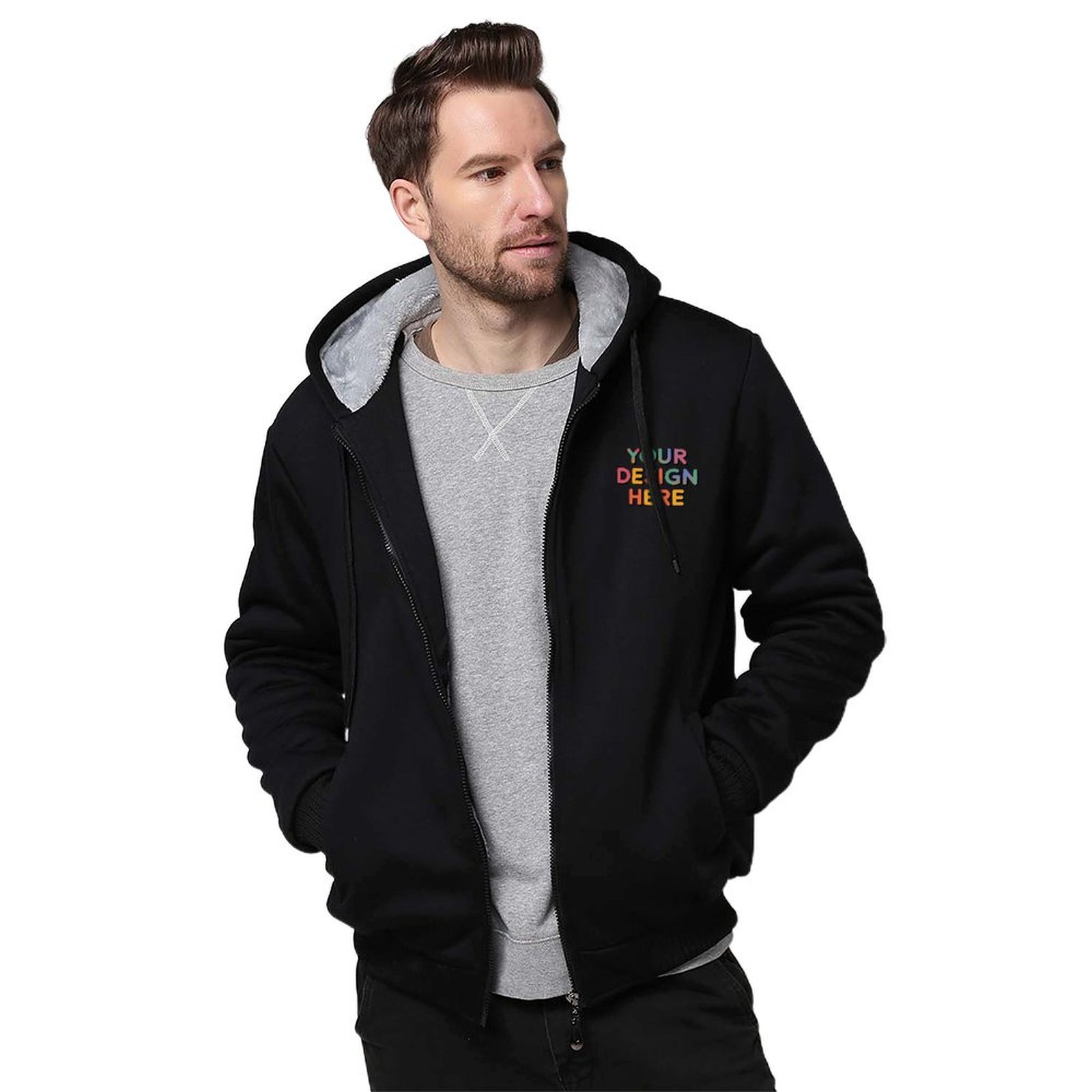 Personalized Custom Men’s Exquisite Craftsmanship Full Zip Hoodie