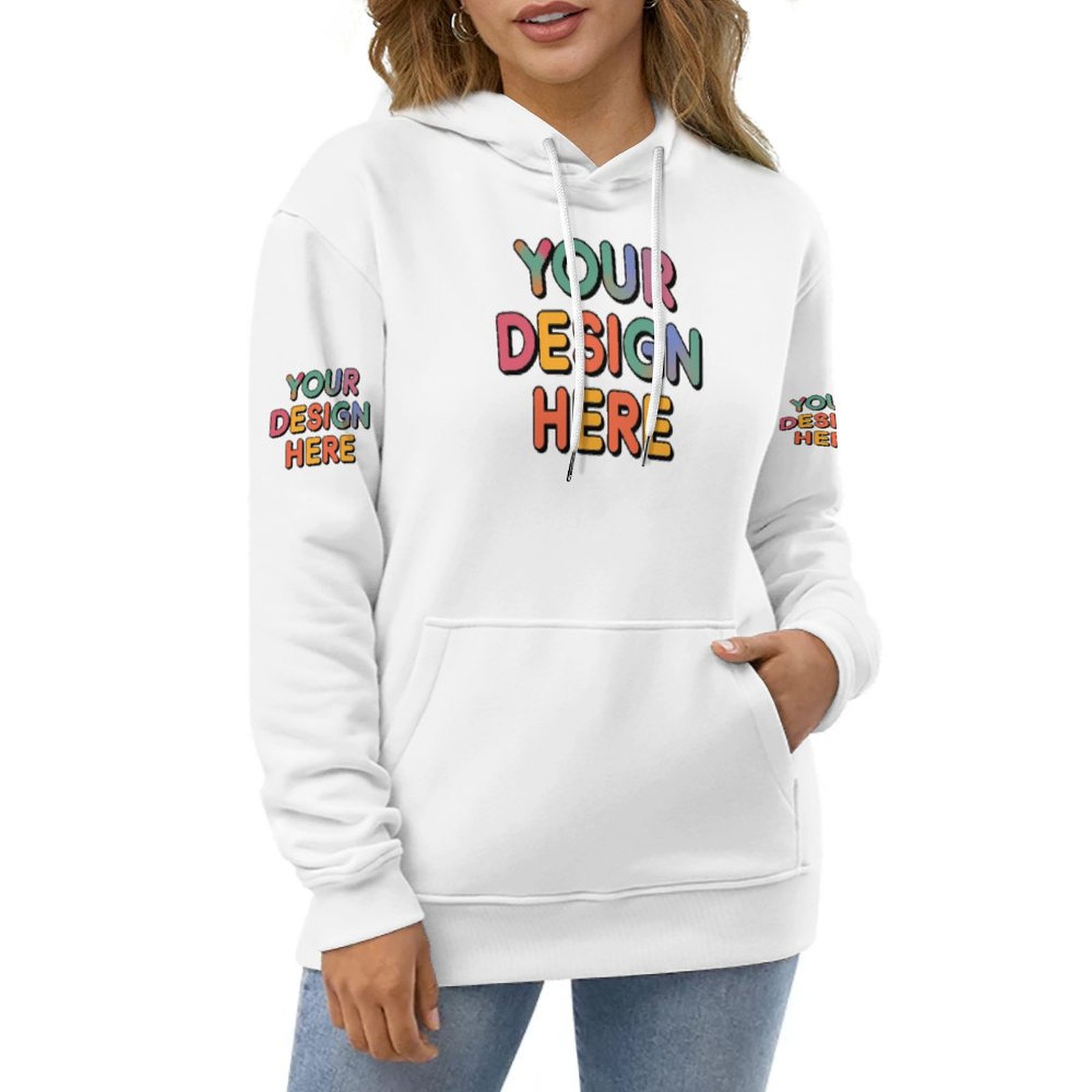 Customized Men’s Loose Double Hat All-Over Print Sweater
