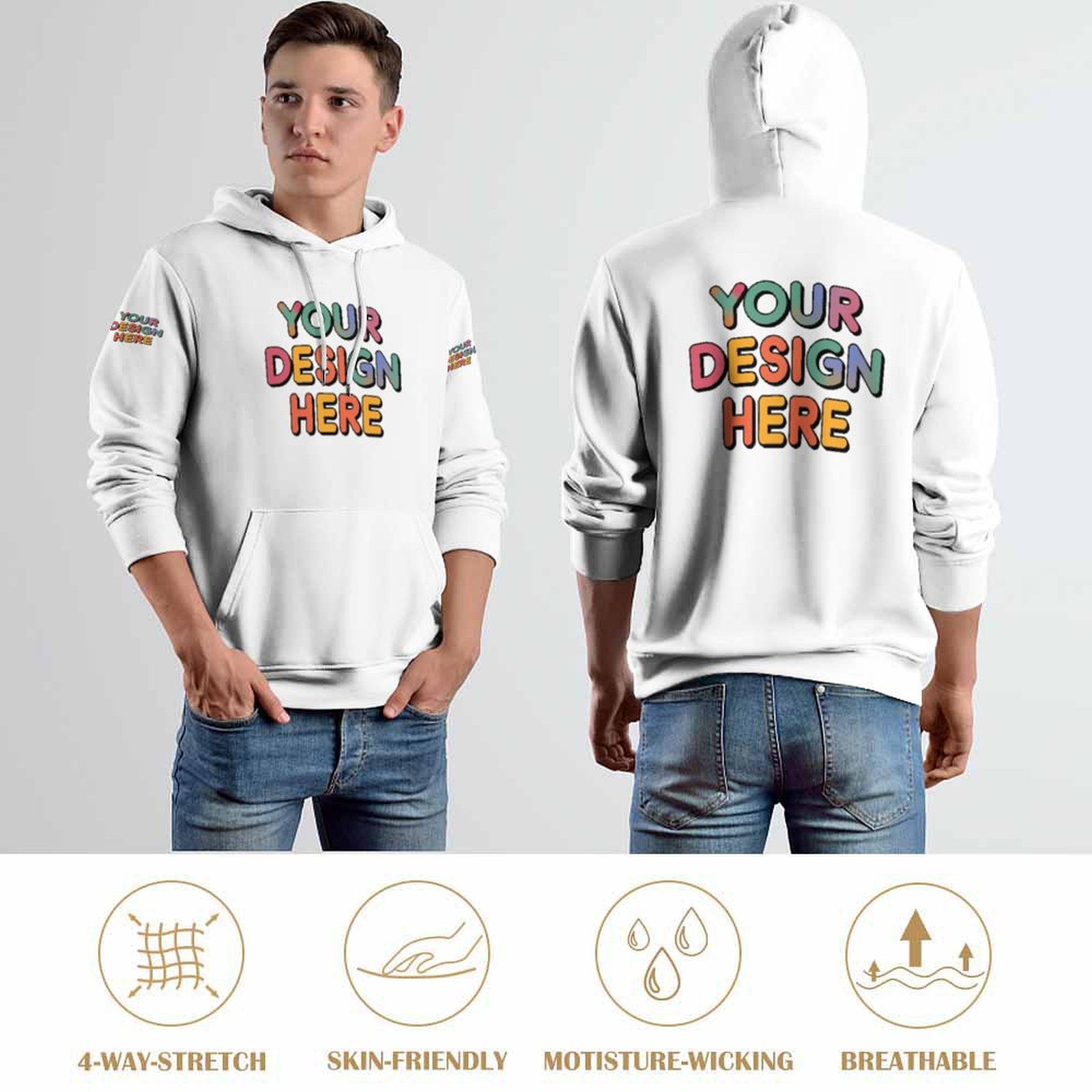 Personalized Custom Men’s Versatile All-Over Print Hoodie for Everyday Wear