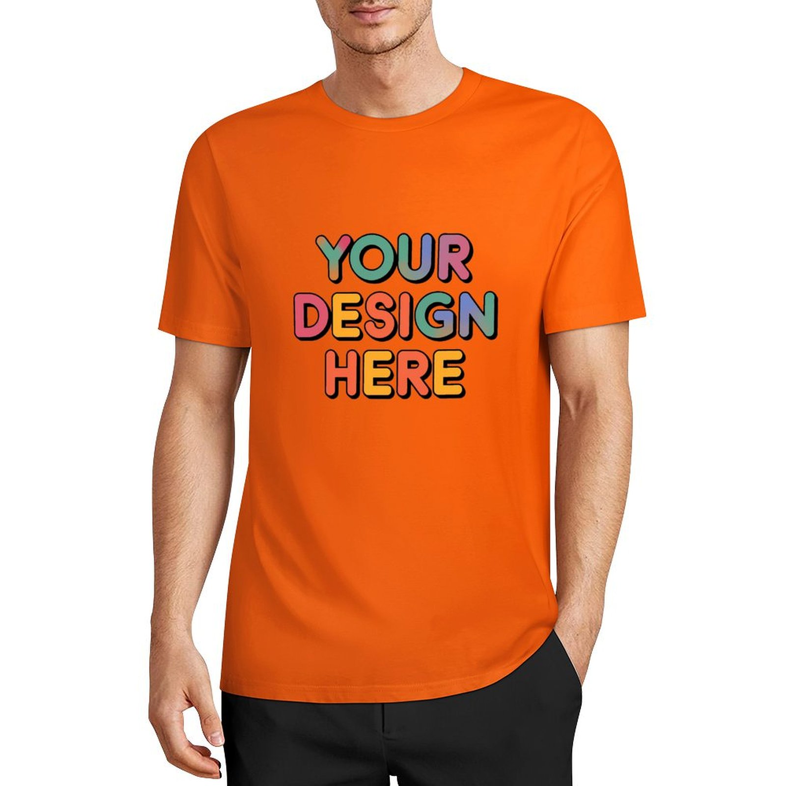 Customized Men’s European Size Pure Cotton Front Print T-Shirt