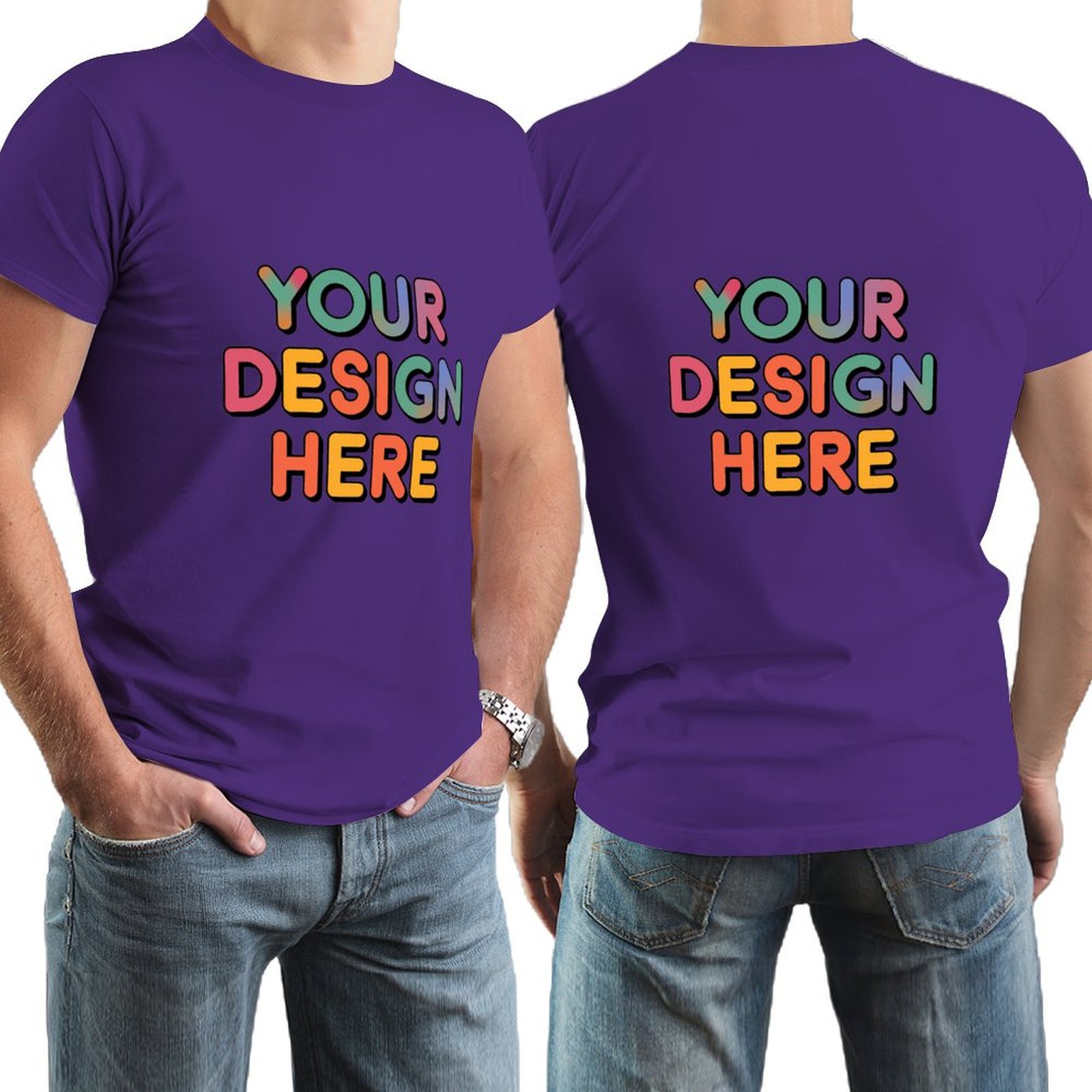 Personalized Custom Men’s Durable Cotton T-Shirt with Double-Sided Design