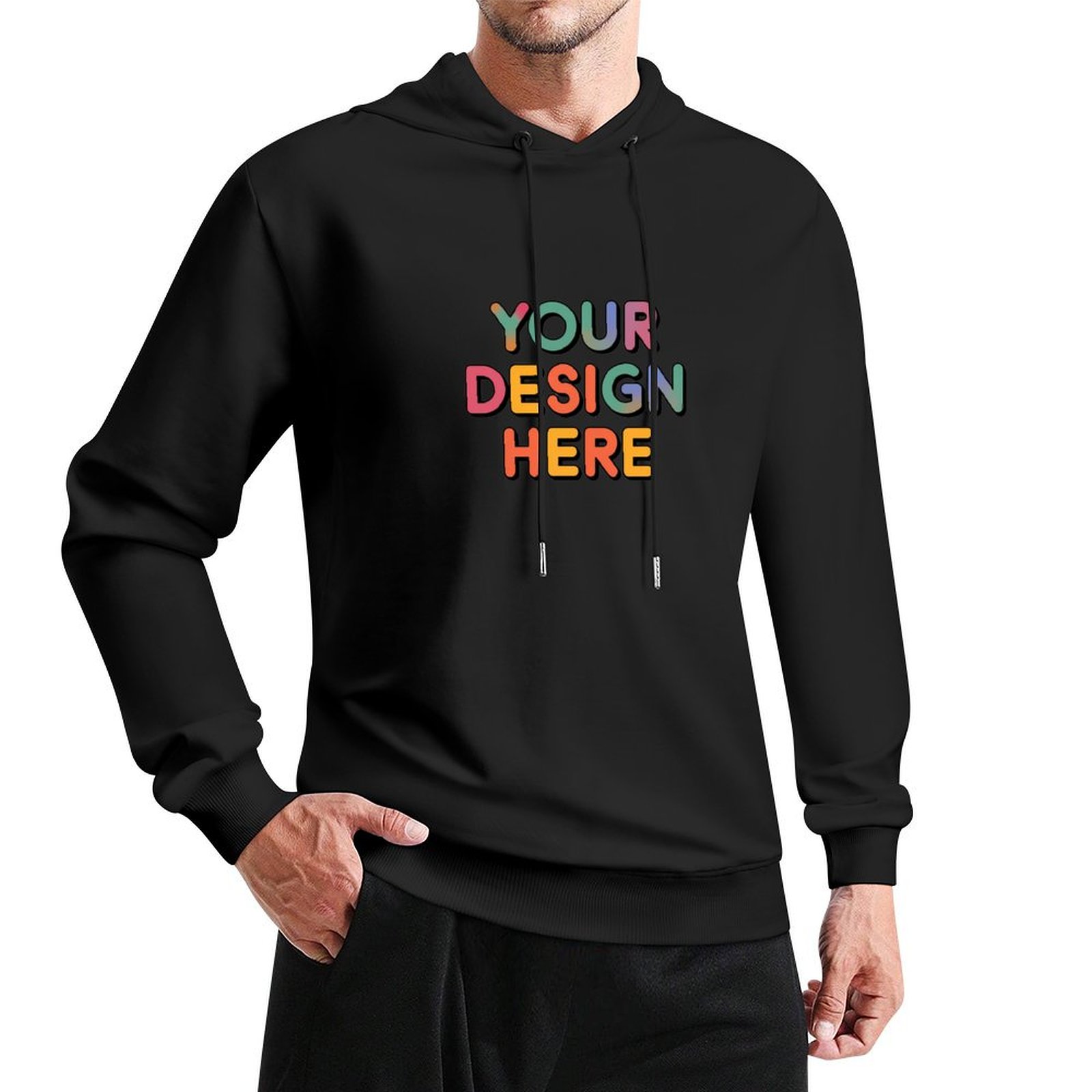 Custom Men’s Comfortable Front Print Hoodie Without Pockets