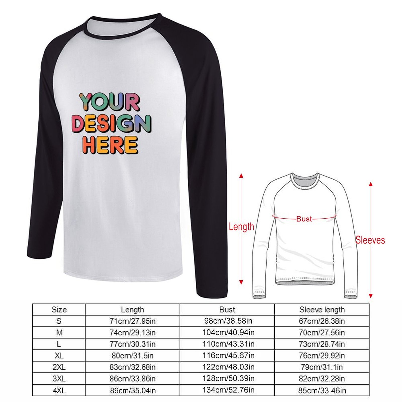 Customized Men’s Durable 100% Cotton Long Sleeve Tee