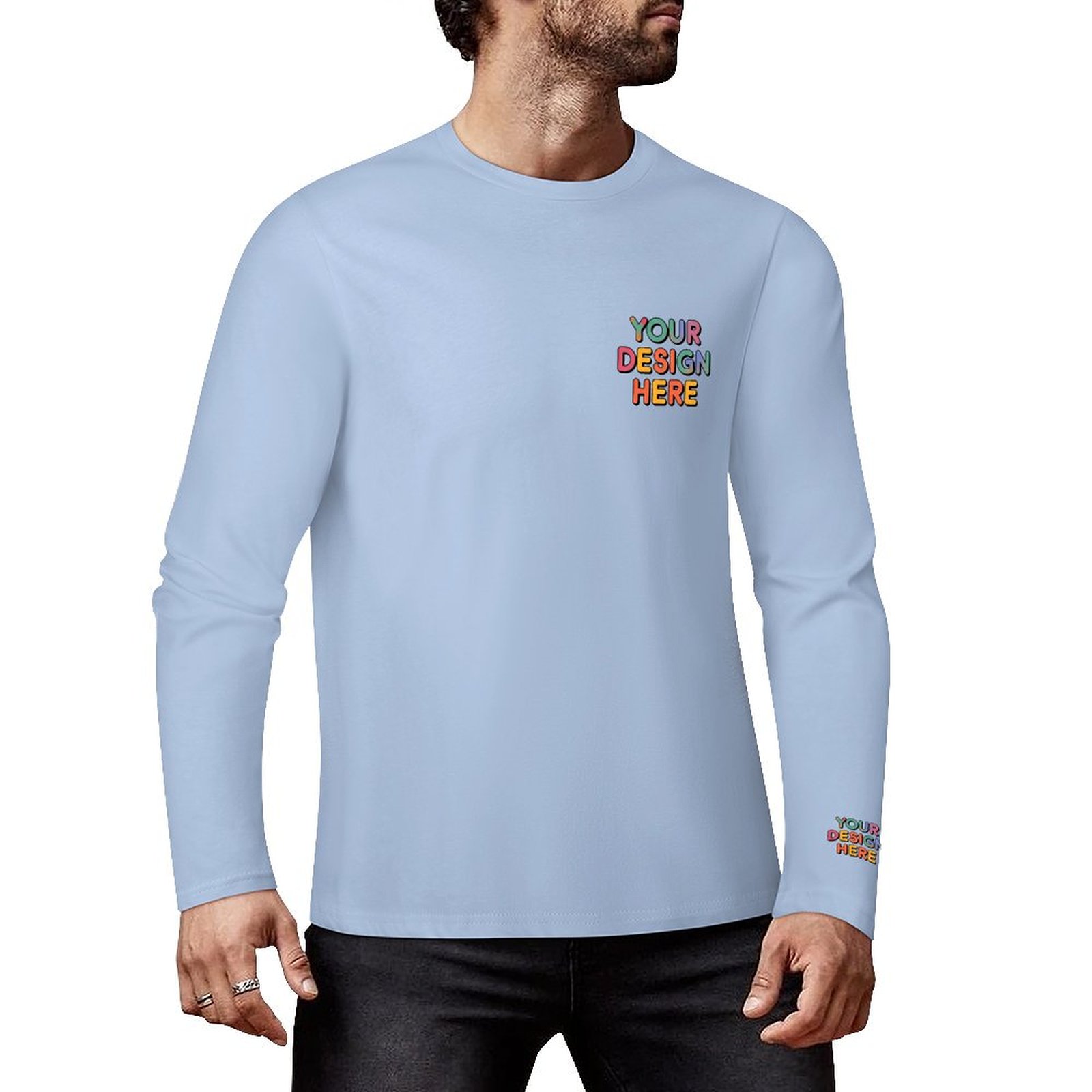 Custom Men’s Premium 160g Pure Cotton Long Sleeved T-Shirt